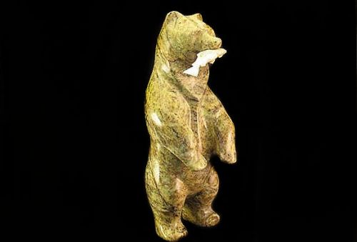 STANDING BEAR WITH FISH SOAPSTONE